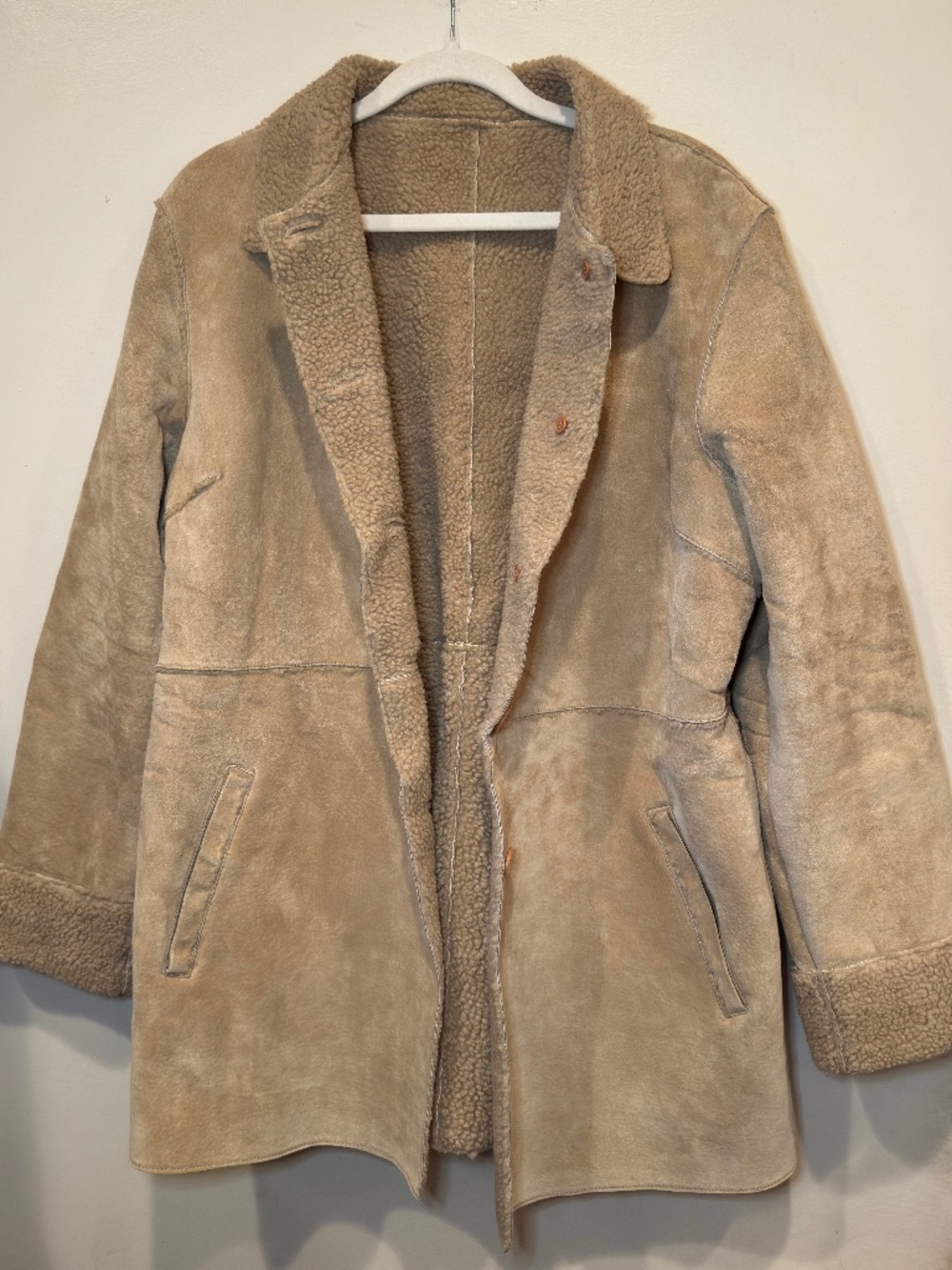 Never Worn Brandon Thomas Genuine Suede Leather Coat Faux Shearling M